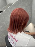 ピンクオレンジ　ダブルカラー　ブリーチカラー　ピレンジ
