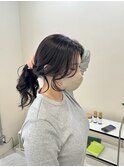 結んで可愛い顔まわりレイヤーカット
