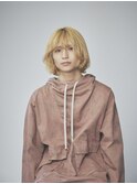 お洒落ハイトーンペールベージュメンズボブ