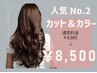 ★人気No.2★【前・後処理 含む】カット+カラー│白髪染めもOK ￥8800→￥8500