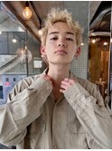 スパイキーショート/ダブルカラー/抜きっぱなしブリーチ/メンズ