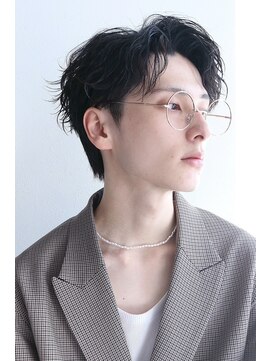 アズ ワン(AS ONE) 波巻きパーマツイストスパイラルパーマツーブロックメンズ黒髪