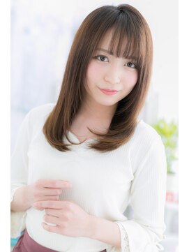 ミック ヘアアンドメイク アップ 駒込店(miq Hair&Make up) 透けバングミルクティアッシュ愛されストレートセミディc1