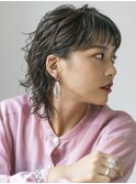 オン眉パーマウルフ[くびれヘア/こなれミディ/ネビージュ/美髪]