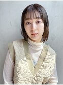 外はねボブ_グレージュカラーボブウルフココアベージュ_88857