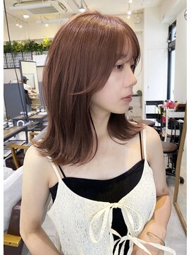 コート 表参道(Cote) ピンクベージュ ミディアムレイヤー 暖色カラー ピンクブラウン