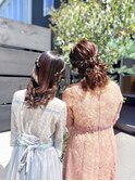 お友達と結婚式およばれヘアセット☆