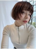 フェイスレイヤーボブショート前髪ありナチュラルブラウン