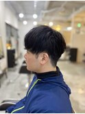 MEN'SHAIRアッシュブラックカルマパーマツーブロック