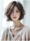 ☆オリーブグレーココアベージュ小顔クラゲヘアー/黒髪/髪質改善