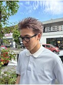 スパイキーショートミルクティーグレージュダブルカラー