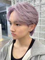 渋谷メンズブリーチカラーミルクティーベージュセンターパート