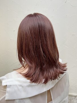 シュリット(schritt) ブリーチあり ピンクカラー ミディアムレイヤー渋谷momoko