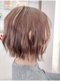 【20代30代】ぱっつんレイヤーボブ 柔らかい透け感グレージュ