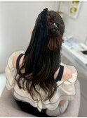 ヘアセット/ハーフアップ/リボン巻き