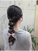 編み下ろしポコポコヘアアレンジ