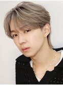 韓国メンズヘアコンマバング韓国マッシュセンターパートフェザー