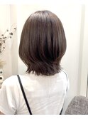 ナチュラルショートくびれ外ハネボブ×艶ブラウン