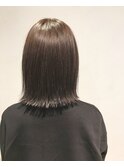 伸ばしかけ 外ハネボブ 20代 30代 アッシュブラウン 簡単 前髪