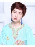 大人可愛い20代30代40代小顔チェリーブラウン 短め前髪B1