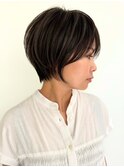ハイライト白髪ぼかしダブルカラーインナーカラーショートボブ