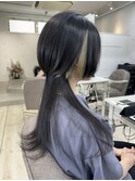 ○小顔前髪ワンカールくびレイヤーカットネビージュロングウルフ