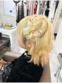 編み込みハーフツイン