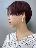ハンサムショート ワインレッド ショートボブ　刈り上げ A0724