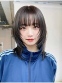 黒髪小顔顔周りレイヤー前髪カットウルフカット_ba488502
