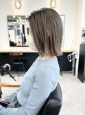 グレーベージュボブアッシュブラック波巻き