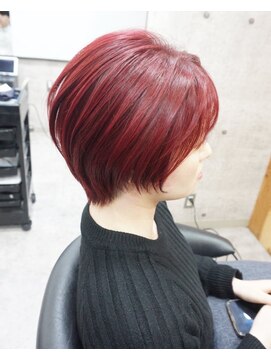 ヘアテリア リュウ 大塚(hair teria ryu) ショートボブ/ブリーチなしカラーバターレッド