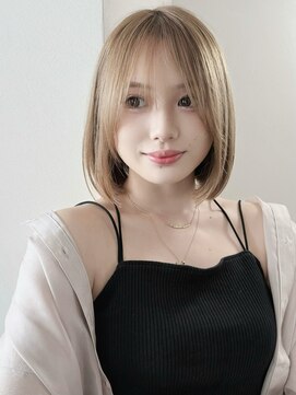 セイドット リー(Say. Ree) say.ショートボブ耳掛けショートローズブラウンピンクベージュ
