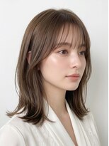 バーシャミ 博多(Baciami) 韓国くびれミディレイヤー|シースルーバング×透明感グレージュ
