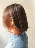 春夏 ブリーチ インナーカラー アッシュベージュとオレンジ