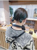 ターコイズカラー×ツインアレンジ