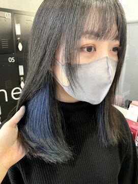 シェル 津山の手店(shel) 20代30代インナーカラー【ブルー】大人可愛い透明感カラー