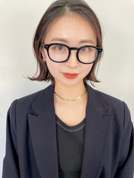 ガーデン タチカワ(garden tachikawa) タイトボブ×ネイビーブルー×シースルーバング