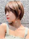 黒髪オリーブグレー小顔大人ショートボブ明るい白髪染め
