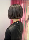 大人ショート/ピンクベージュ/イヤリングカラー/ボブ［銀座］