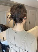 ゆるふわツインアレンジツインシニヨンリボンボブアレンジ結婚式