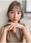 小顔レイヤーボブエアリーミディマロンベージュAラインボブ