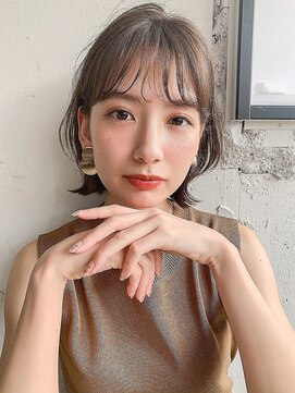キリ 表参道(kyli) 小顔レイヤーボブエアリーミディマロンベージュAラインボブ