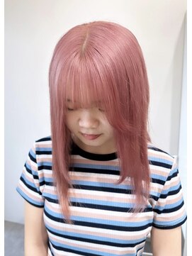 リグ 横浜(Lig.) ミルクティーピンクベージュブリーチダブルカラーコーラルピンク