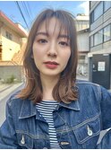 くびれヘアレイヤーカットハッシュカットグレージュ