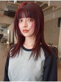 天神　ブリーチなしダブルカラー　レイヤーカット　暖色カラー