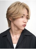 韓国メンズアッシュグレージュカラーシースルーマッシュシルバー
