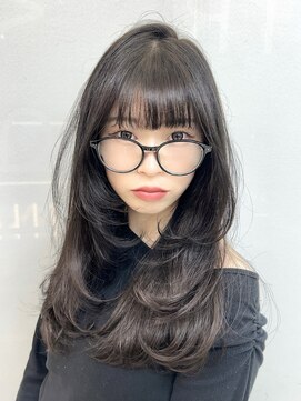 ヴェイン 渋谷(vain) アッシュグレーひし形シルエットレイヤーワンカールレイヤー