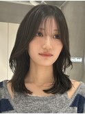 天神大名今泉ミディアムレイヤー韓国風くびれ巻き小顔透明感ヘア