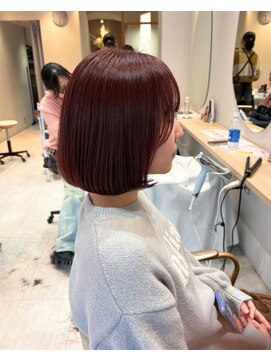 フィーカ(fika) 似合わせカット大人ガーリー丸みボブ×ピンクブラウン