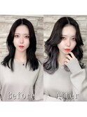 パープル×グレー#シールエクステ#韓国#美髪#くびれヘア#梅田